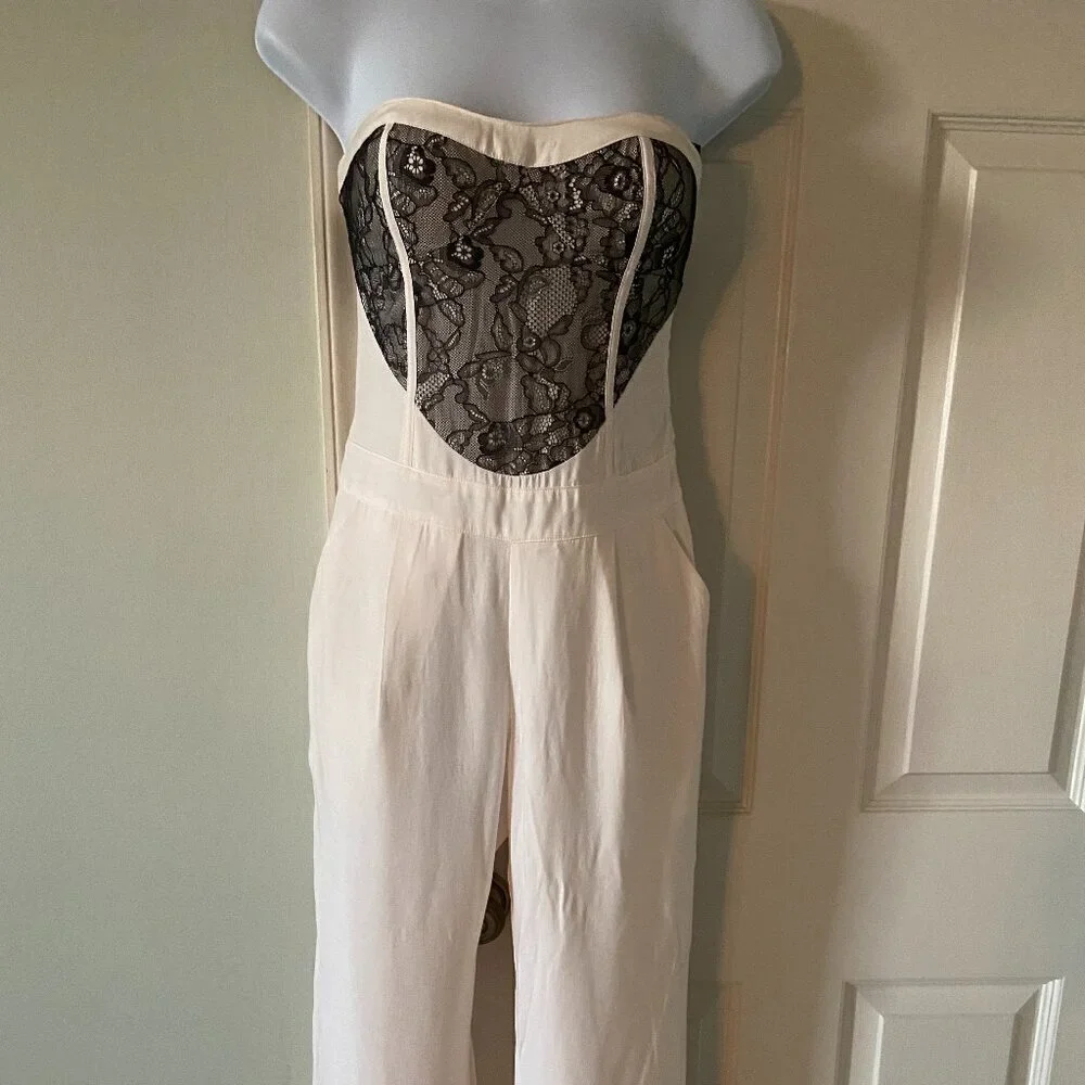 BEBE New Egret Strapless Wide Leg Jump Suit Size 00